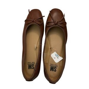 SM New York Brown Leather Flats